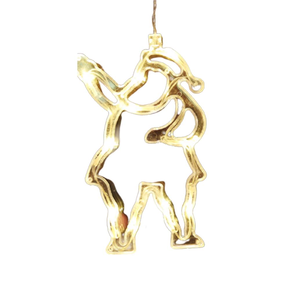 1Pcs Christmas LED String Light Sucker Christmas tree Pendant Window Ornaments  Snowflake Santa Bells Fawn Pentagram
