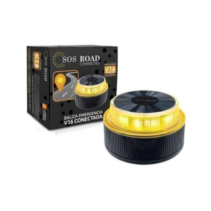 Baliza V16 Emergencia Conectada DGT 3.0 LED Ámbar Geoposicionamiento Base Imantada 3xAA IP54 LTE-M Certificada