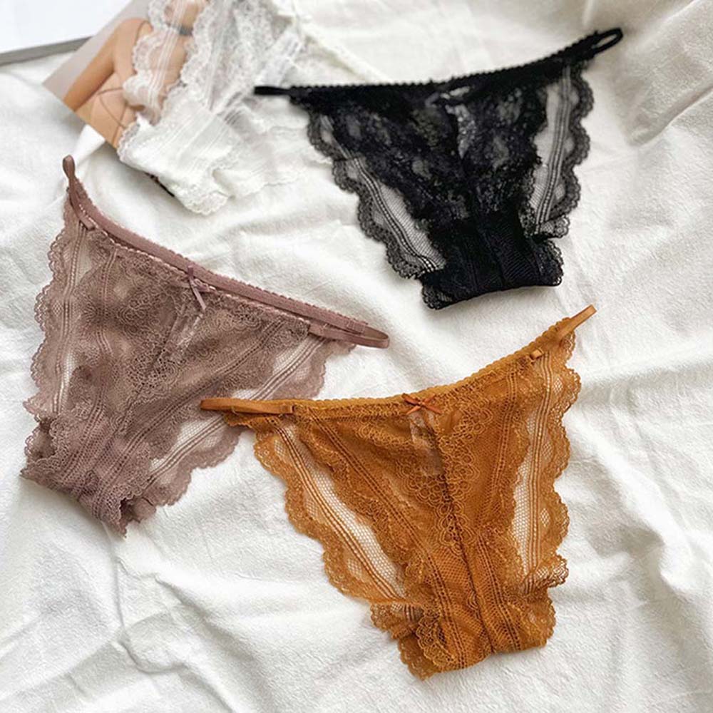 Soft Embroidered Female G-String Sexy Lace Panties Intimates Thong for Women Mini Bow Underpants