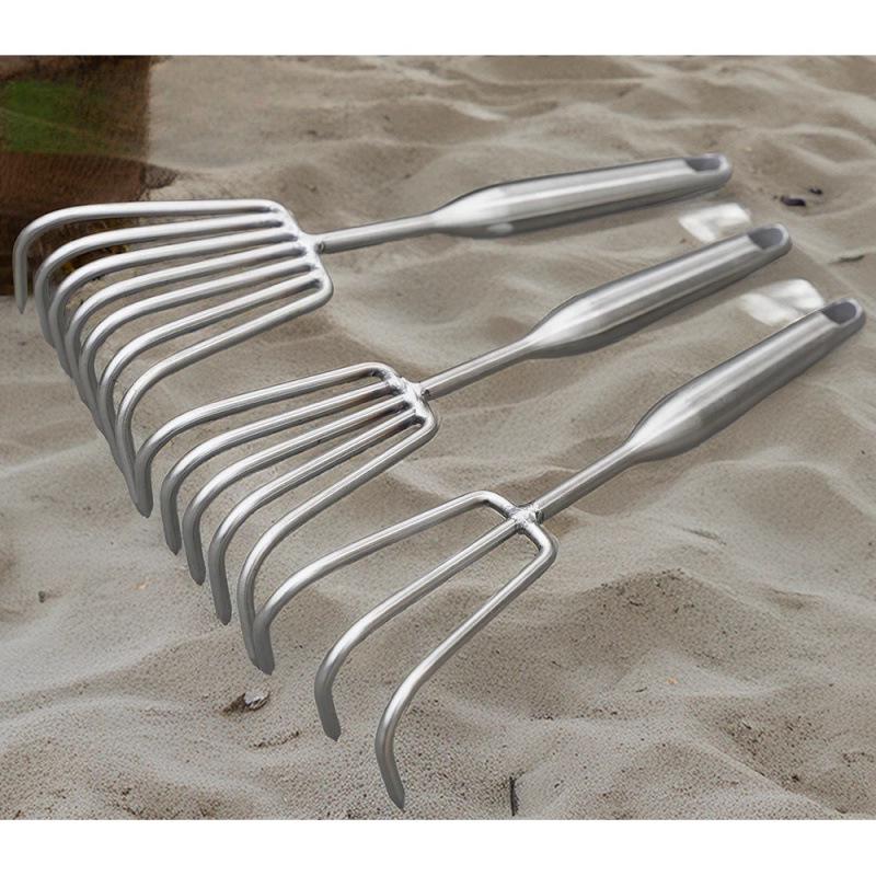 Stainless Steel Small Rake: Easy-to-Use, Thickened Handle, Multi-Claw Tool for Beachcombing & Gardening