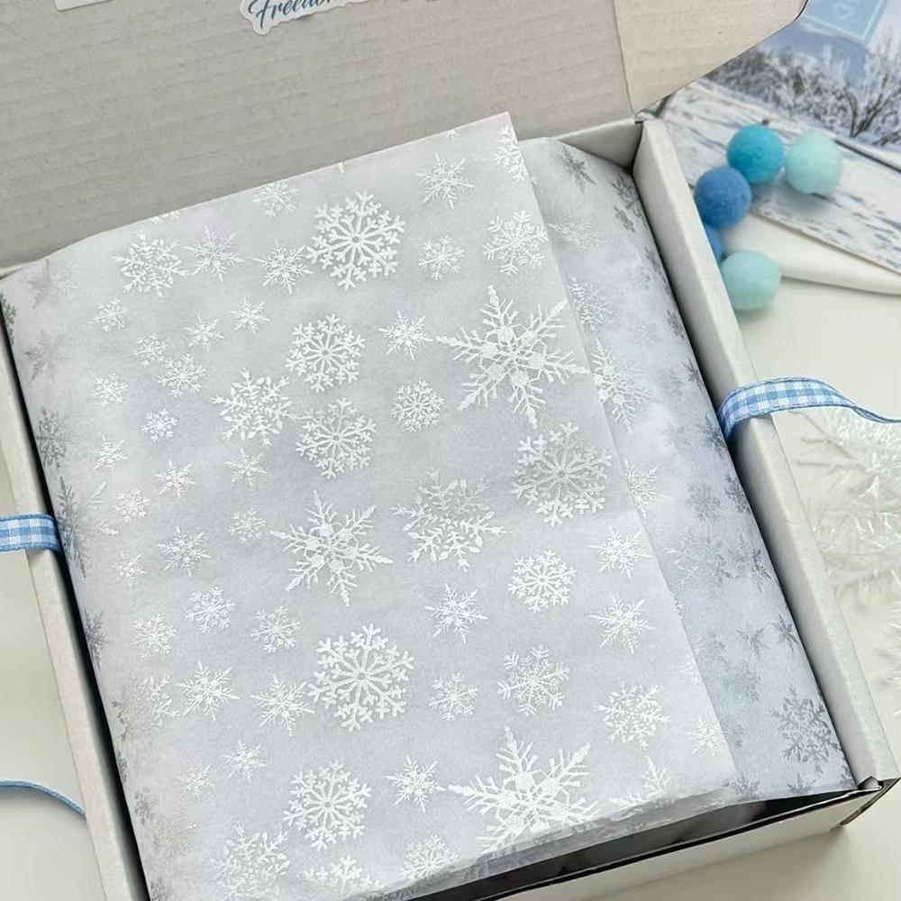 10 Sheets 50x35cm Bowknot Tissue Paper Gift Wrapping Paper Silver Snowflake Strawberry Flower Bouquet Packaging Decoration Paper