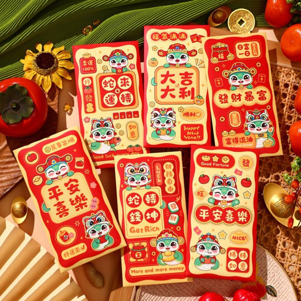 6 Stück Cartoon Glücksgeldumschläge Beste Wünsche Hong Bao Hochzeit Geburtstag