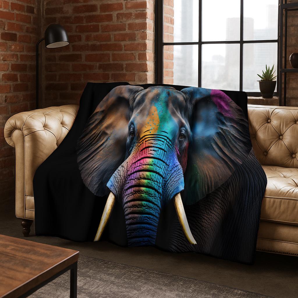 3D Elephant Animal Cartoon Flannel Blanket Soft Warm Blanket for Bed Bedroom Room Living Room Office Travel Camping Picnic Gift