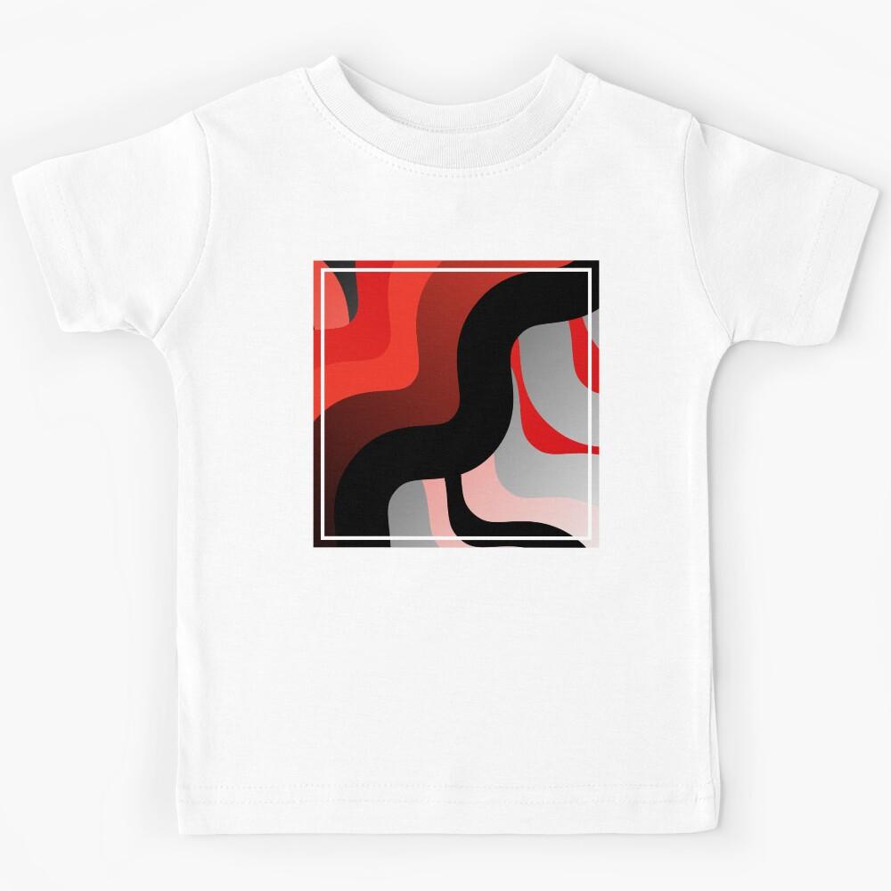 Red and Black Colored Brushstrokes Kids T-Shirt 140