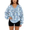Women's V-Neck Sweatshirt Plush Solid Color Casual Fashion Long Sleeve With Pocketed Pullover Top