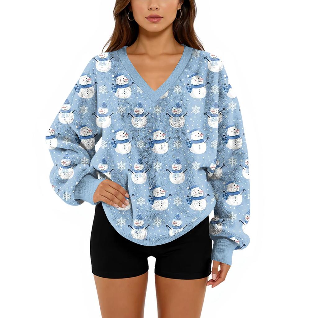 Women's V-Neck Sweatshirt Plush Solid Color Casual Fashion Long Sleeve With Pocketed Pullover Top