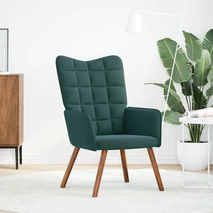 VidaXL Relaxation Chair Dark Green Velvet, Chair, Living Room Chair, Recliner, Lounge Chair, Living Room Seat, 4016812