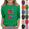 Children's Fashion Three-Quarter Sleeve Round Neck Printed Casual T-Shirt Top