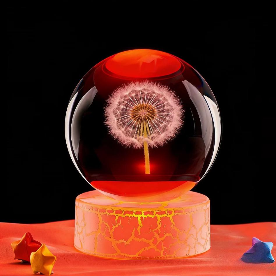 Dandelion Crystal Ball Night Light - Unique Gift for Girls' Birthdays & New Year Ornaments