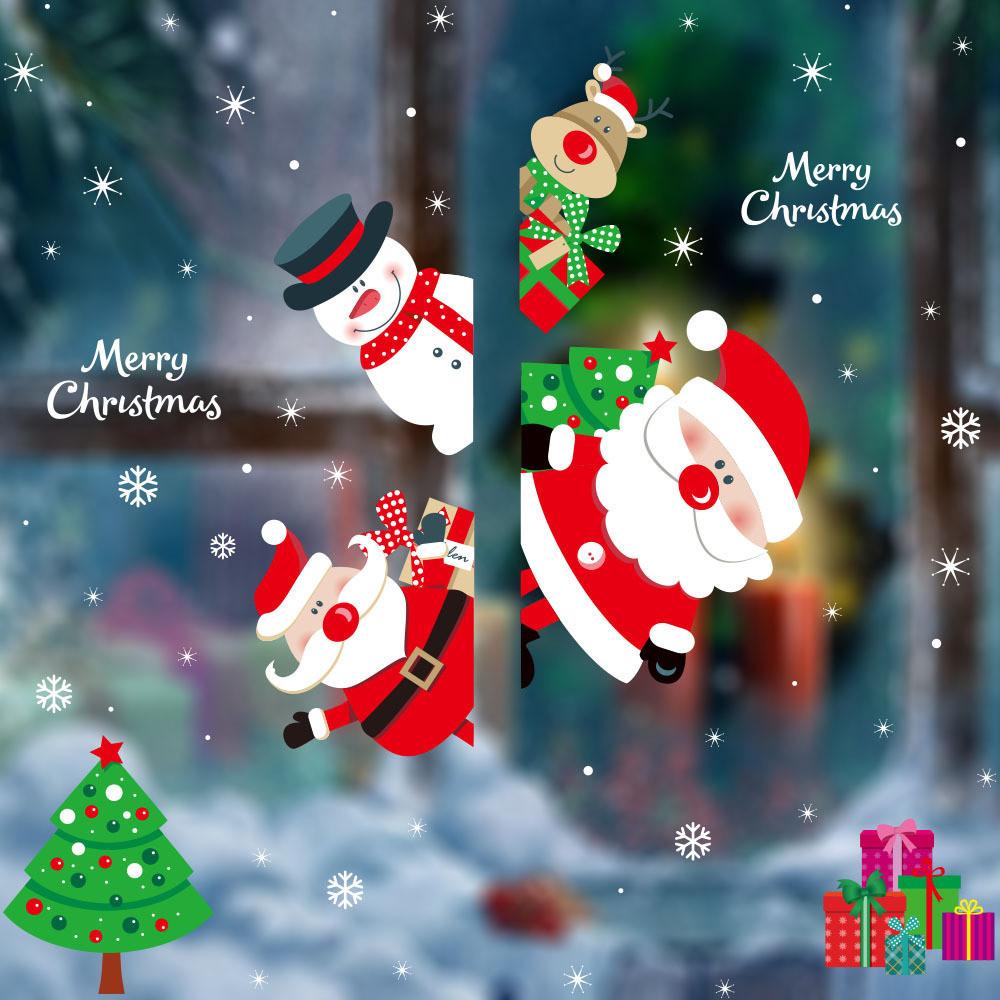 New Pvc Christmas Static Cling Window Decor Featuring Festive Santa Claus Design