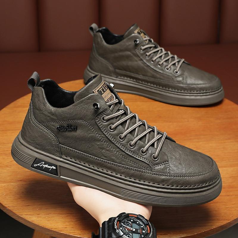 Spring men's shoes new breathable non-slip chef shoes men's trend versatile black leather shoes work shoes casual board shoes