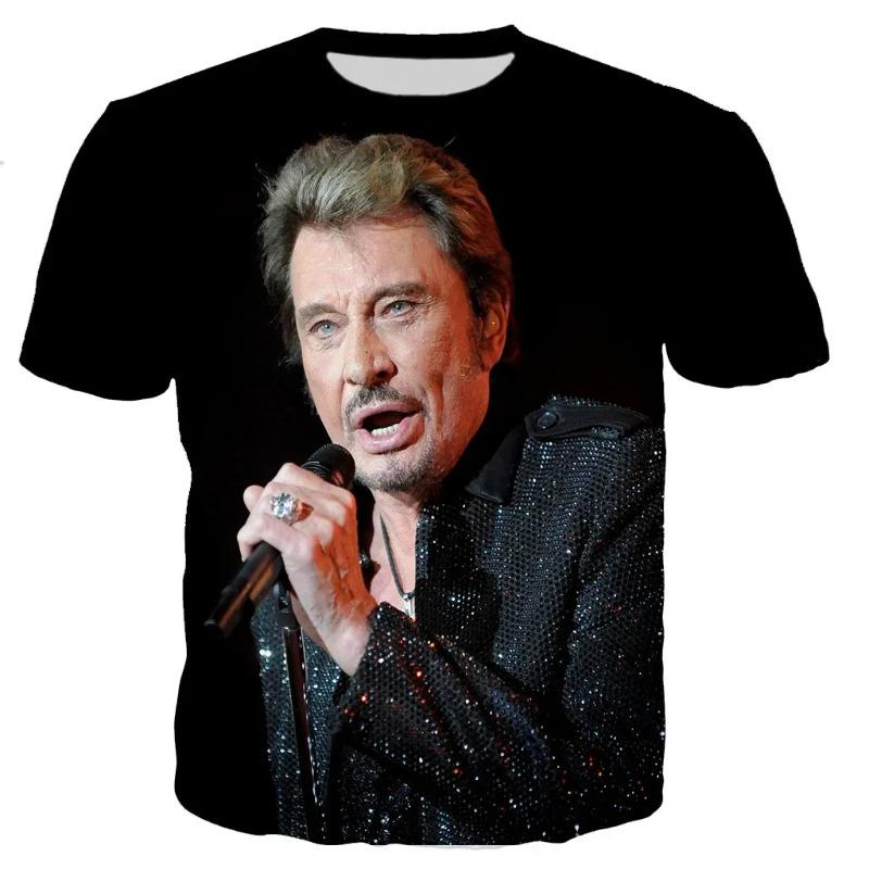 Most Popular Pop Singer Johnny Hallyday 3D Printed T-shirt Men Women Rock Casual Streetwear Clothes Hip Hop Harajuku Tops