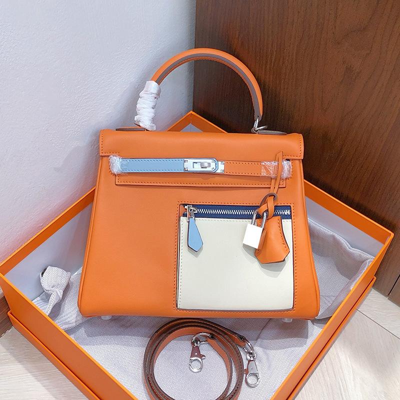 Top Layer Cowhide Handle Strap Shoulder Bag 2025 New Style High-Grade Fashion Color Handbag Single Leather Tote Bag Womens Bag