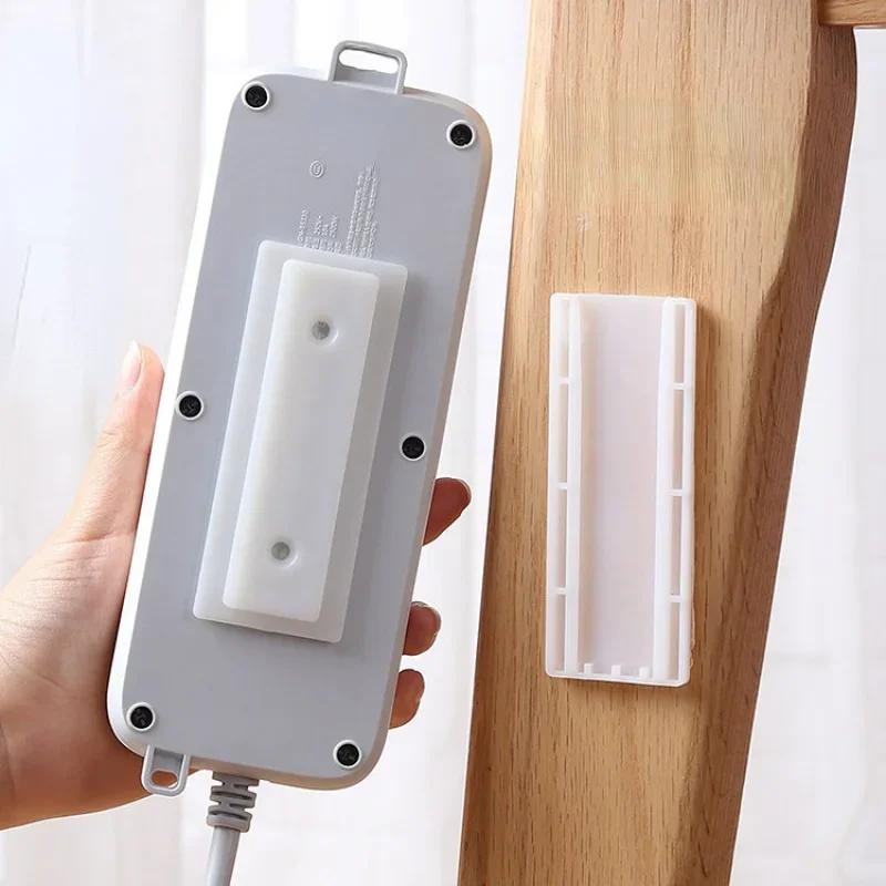 Self-Adhesive Power Socket Strip Fixator Wall Mounted Self Adhesive Punch Free Row Plug Holder for Kitchen Home Office
