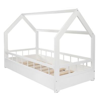 House Cabin Bed Velinda 275011 - 1 Place - Solid Wood - 80x160cm - White