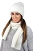 Alma Set Hat with Scarf in Striped Pattern, White