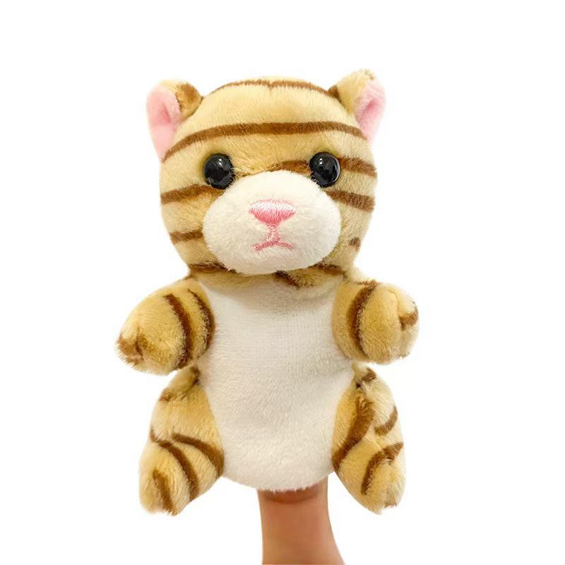 Animal Series Plush Finger Puppets Tiger Koala Monkey Fox Giraffe Zebra Duck Leopard Boy Girls Kids Role Play Dress Up Soft Gift