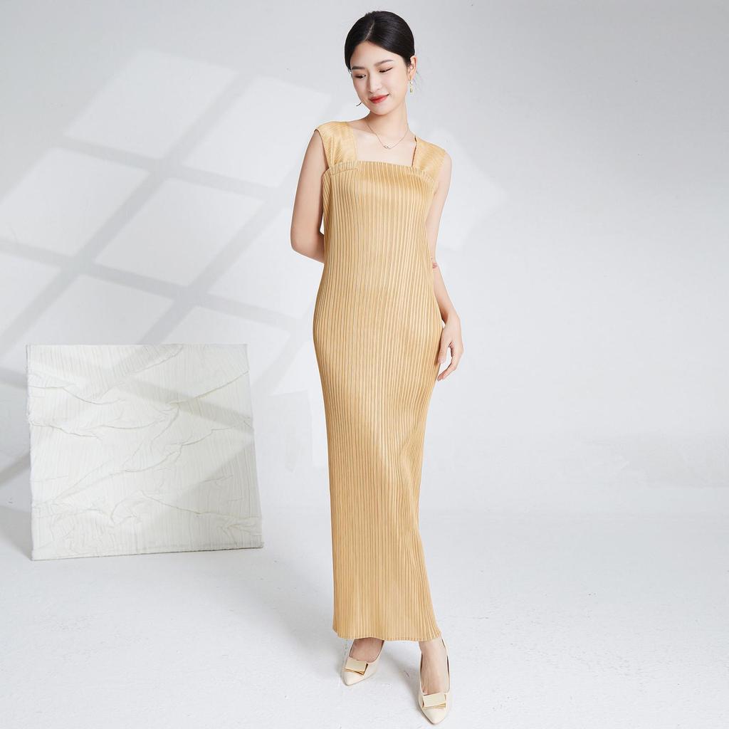 Set elegant de damă din două piese, rochie plisată cu bretele și pulover