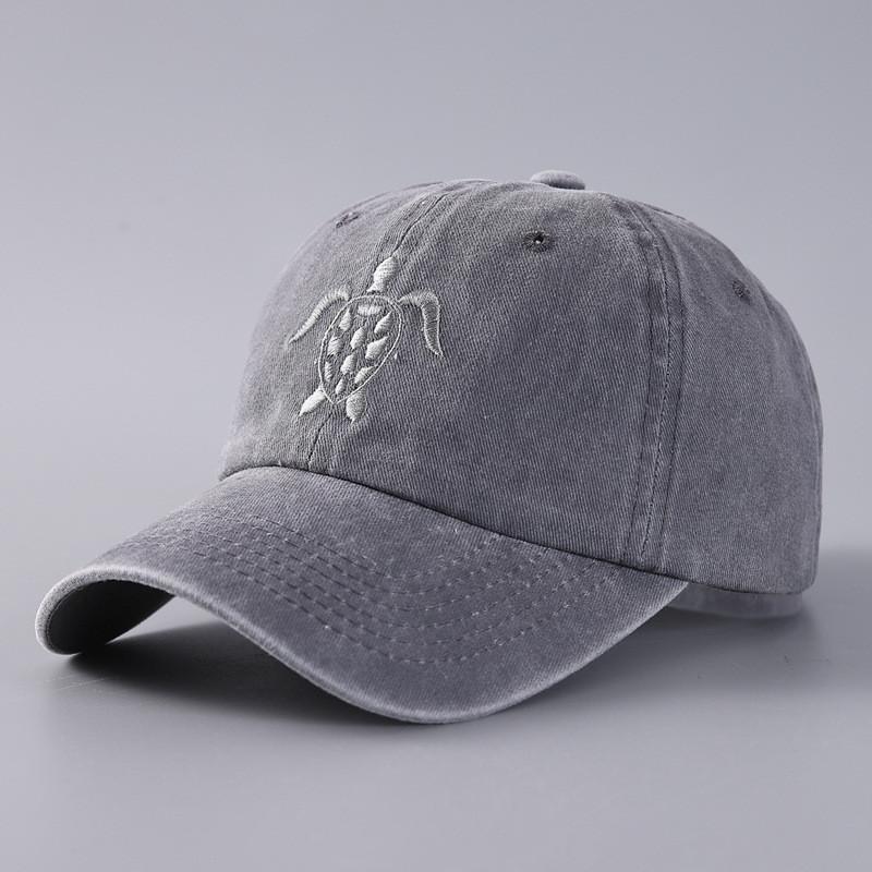 Flying Turtle Cotton Baseball Cap With Vintage Wash And Wide Brim For Casual Wear