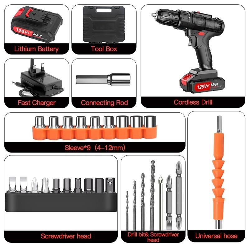 Fast Delivery Cordless Drill Multifunctional Screwdriver 27PCS Screw Driver High Power Drill Tool