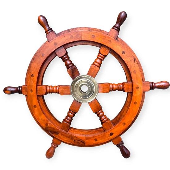 45.72 Cm Wooden Ship Wheel, Nautical Ship Wheel Decor, Marine Steering , Natural Wood , Decorative Boat , Wheel Gift