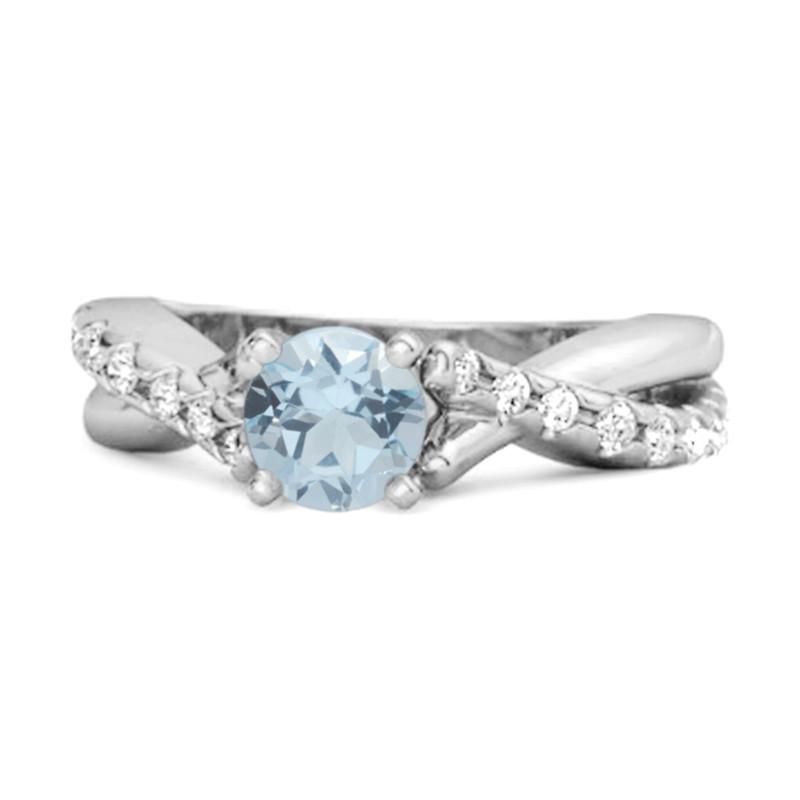 

Blue Topaz Crisscross Stackable Ring - Sterling Silver 11 біле золото кольору