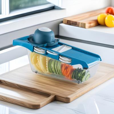Multi-Function Vegetable Chopper with Hand Guard Manual Julienne & Slicer for Carrots Potatoes Cucumbers Essential Kitchen Tool for Home Cooking