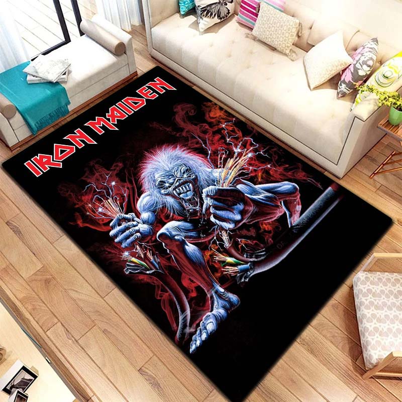 Band I-Iron M-Maidens Carpet Yoga Mat Living Room Bedroom Decoration Home Office Hotel Entrance Non slip Area Flannel CarpetGift