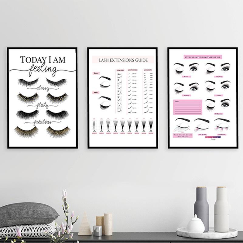 Makeup Wall Art Eyelash Extension Style Guide Posters and Prints Eyelash Technician Business Form Canvas Painting Decor Picture