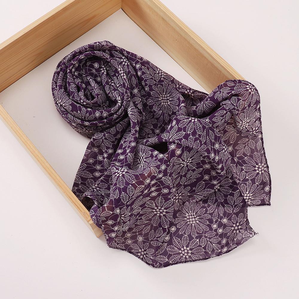 New Printed Hijabs Shawl Bubble Chiffon Hijabs Woman Design Flower Shawls Muslim Scarves Headscarf Wraps Turbans Long Scarves