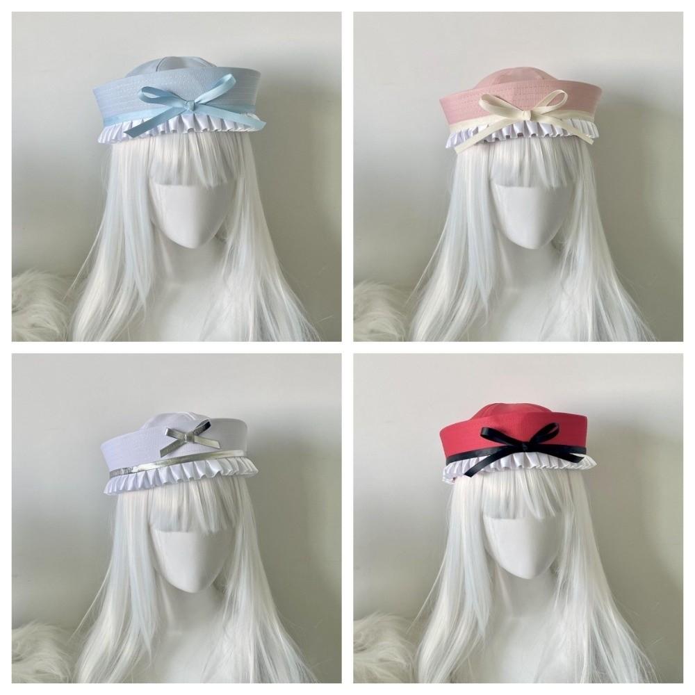 Ruffle Sailor Hat Dome Navy Cap Retro JK Bow Beret  Travel
