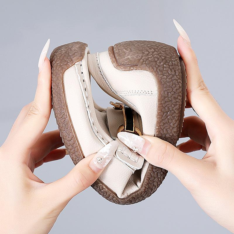 New Large Size 100% Cowhide Women's Loafers Leather Shoes Casual Sports Shoes Fashion  Lightness Women Vulcanized Shoes Sneakers