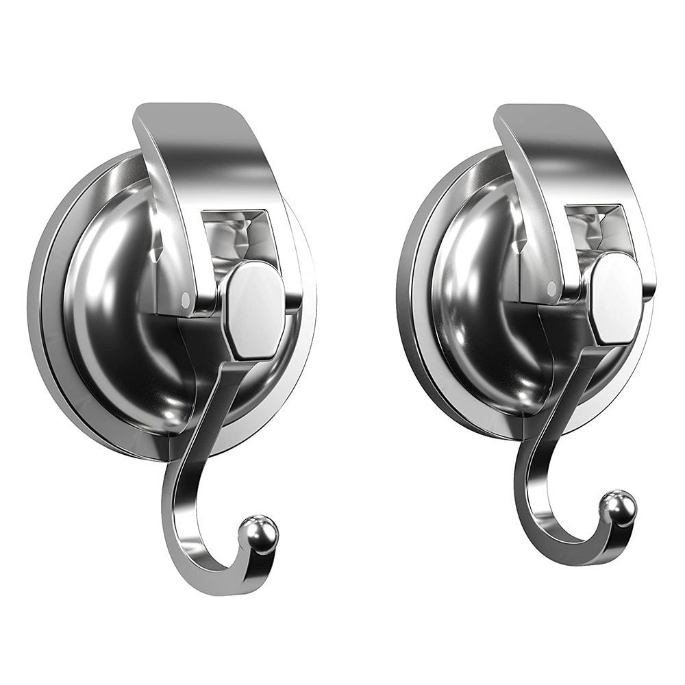 Reusable Easy to Install Polished Suction Cup Hooks Chrome-Plated Organization Bathroom Shower