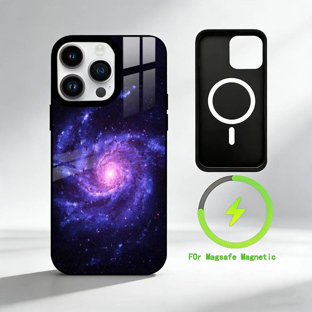 G-galactic nebula Phone Case For iPhone 17 16 15 14 13 12 Pro Max Plus for Mirror Wireless Magnetic Cover