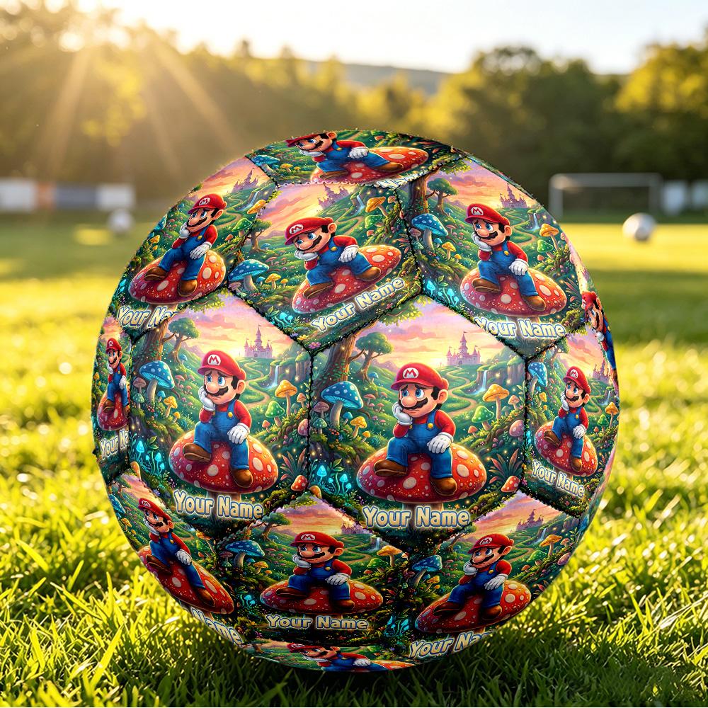 Custom Name Text Size 5 Football,Super Mario Standard Training Soccer Ball