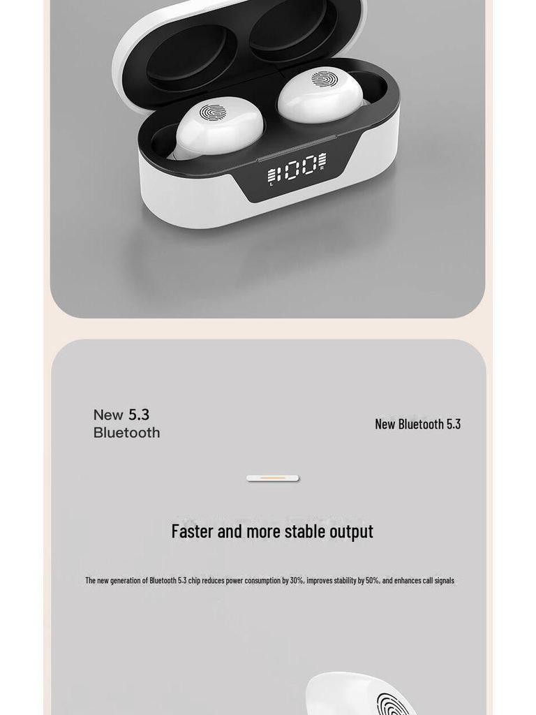 T31 Dual-Ear Touch Control Wireless Bluetooth In-Ear Headset with Digital Display