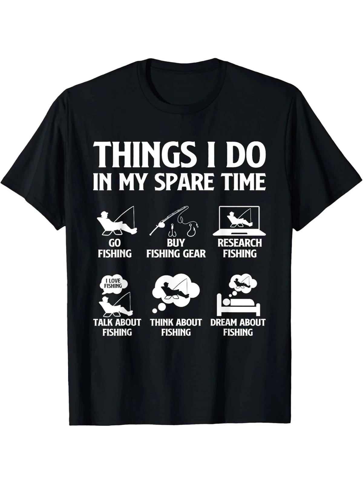 100% Cotton Bass Fishing Graphic T-Shirt - Men s Things I Do In My Spare Time L