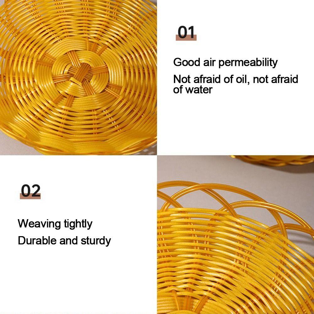 Plastic Food Plate Woven Fruit Tray New Bread Basket Breakfast Cake Snack