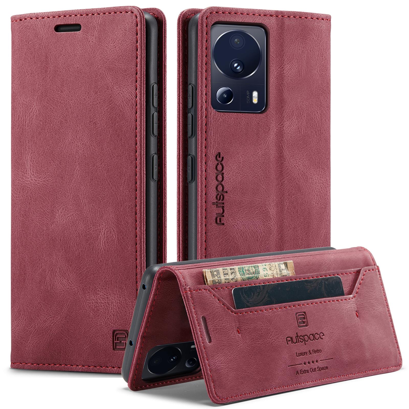 

For Xiaomi 13 Lite Wallet Case AUTSPACE A01 Leather Stand Cover with RFID Blocking Card Holder A