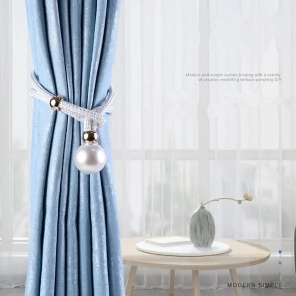 Polyester Pearl Curtain Tieback Adjustable High Quality Pearl Curtain Buckle Buckle Tie Rope Beautifully Curtains Tie Rope Home