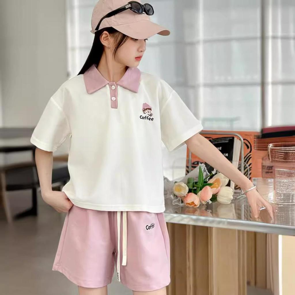 Girls' Academy Style Polo & Shorts Two-Piece Set