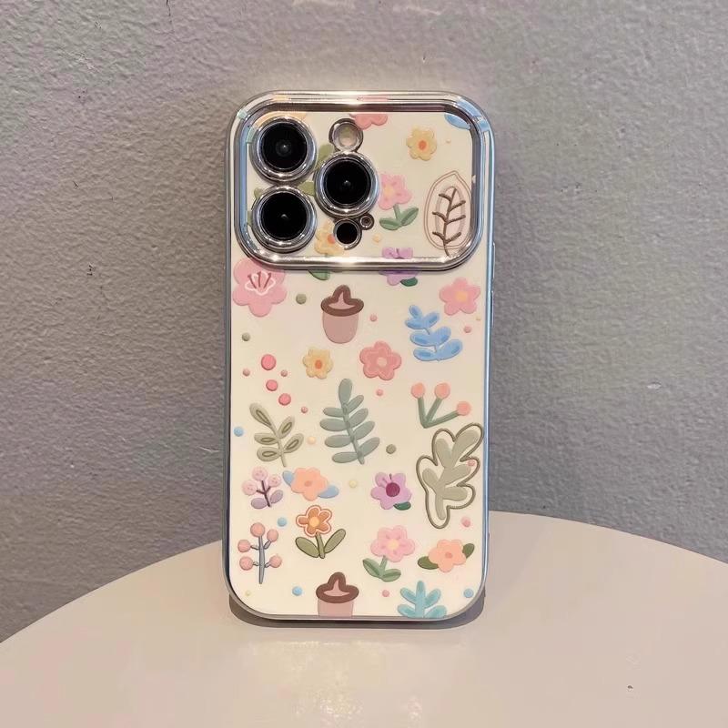 

Small fresh floral suitable for Apple mobile phone case 16promax new 15promax cartoon 14plus electroplating Apple 16e