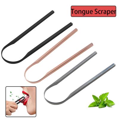 1Pcs Stainless Steel Tongue Scraper Fresh Breath Cleaning Coated Tongue Toothbrush Oral Hygiene U-Shaped Metal Tongue Scraper