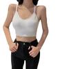 Strappy Cross Hollow Out Back Sports Bandeau with Chest Pads for Women