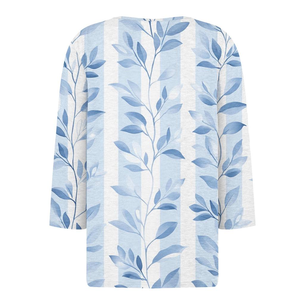 Damen T-Shirt mit Aufdruck, Knopfleiste, 3/4-Ärmel, modisch für den Alltag und das Wochenende, Basic, V-Ausschnitt, normales Oberteil