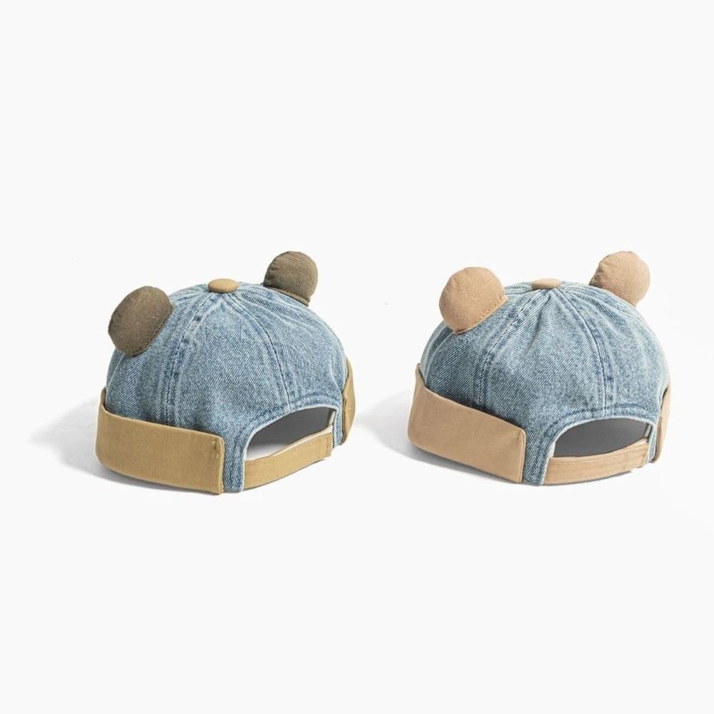 Denim Material Denim Brimless Cap Cute Bear Ears Unisex Toddler Hat Bear Ears Beanie Outdoor Wear