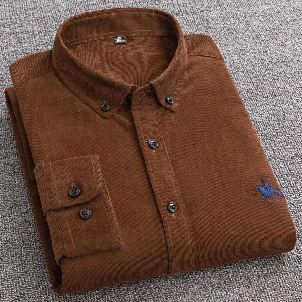 Men's Vintage Corduroy Long Sleeve Shirt - Pure Cotton Business Casual