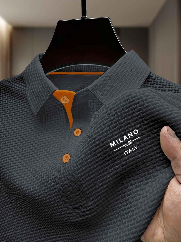 Men's Breathable Summer Refreshing Quick-Dry Lapel Color-Block Polo Shirt Men's Short-Sleeve T-Shirt Men's Clothing Top for Golf