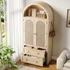 Credenza in intreccio di vimini stile ad arco, doppio cassetto, credenza vintage per soggiorno e camera da letto, armadio contenitore