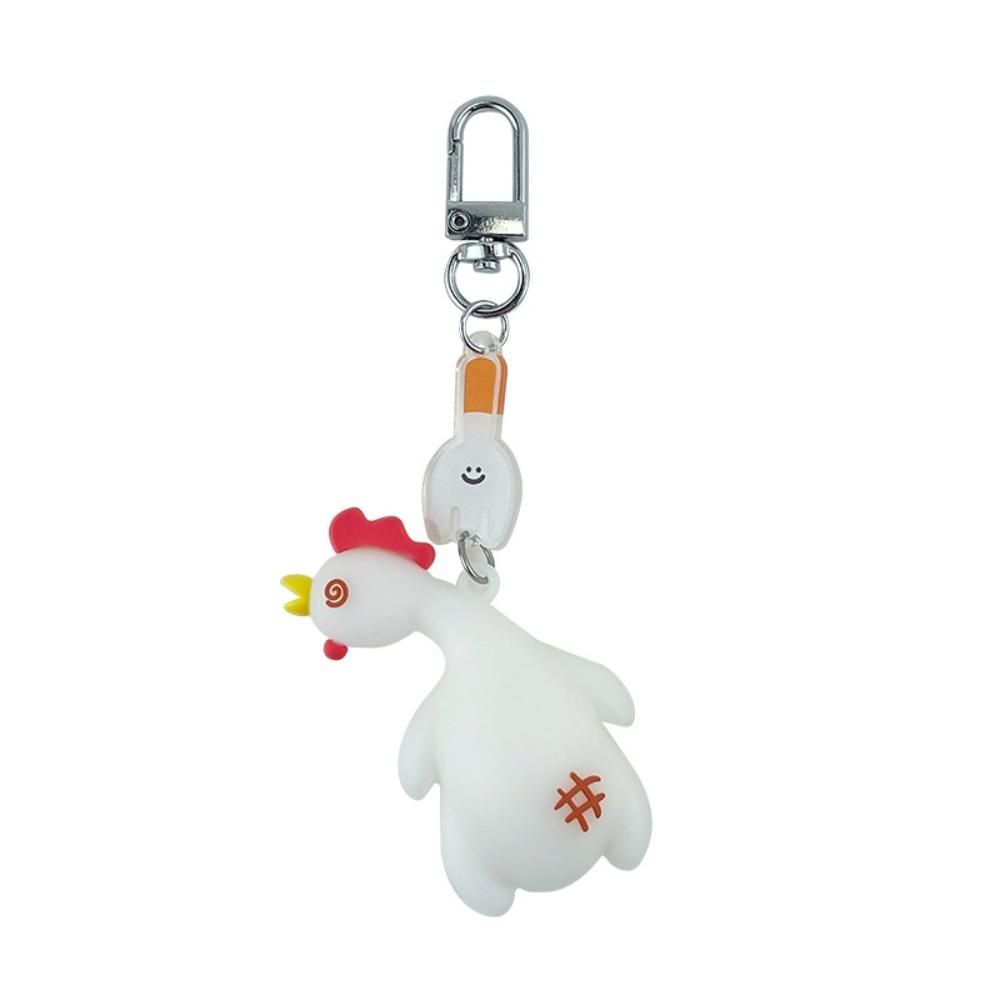Creative Detect UV Color Change Duck Pendant Cartoon Roast Chicken Keychain  Couple